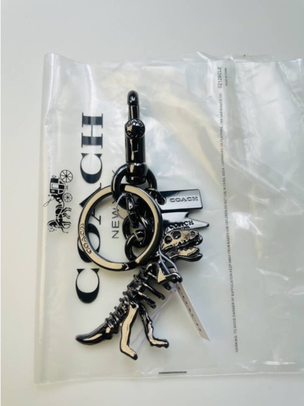 Coach Black Rexy Skeleton Bag Charm Keychain - Picture 2 of 2